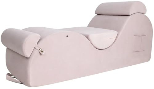 STSERT ZONE Chaiselongue-Sessel für Yoga, Chaiselongue mit Kopfstütze, Taillenpolster, Fußpolster, waschbarer Bezug Seitentaschen, rutschfeste Unterseite, Yoga-Stuhl für Entspannung, Stretching (Rosa,