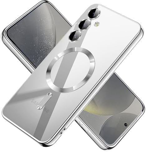 Keteen Clear Magnetic für Samsung Galaxy S24 Hülle mit MagSafe [Kameraschutz Eingebaut] Silikon Anti Fingerabdruck Kratzfeste Handyhülle, Silber