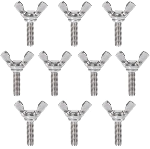 ORTAVA 10 Stück Flügelschrauben M6x35, Schmetterlingsschraube DIN 316 Edelstahl V2A Vollgewinde(Silber)