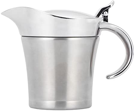 Duiaynke Saucière en acier inoxydable, saucière à isolation thermique, pot à sauce et couvercle pour sauce, ketchup (500 ml)
