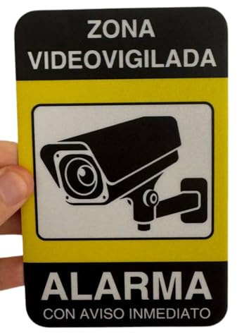 LEIASA | Zona Videovigilada - 9x14 cm - Reflectante - Fabricado en Aluminio - Grosor 0.6 mm - Cartel Videovigilancia - Alarma Disuasoria