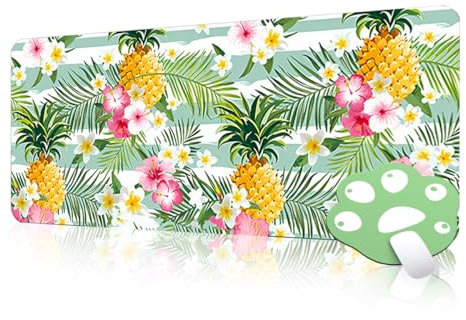 FAIRYGATE Mauspad Groß Gaming Schreibtisch Matte Mauspad Extra Große Schreibtischunterlage Tropische Blätter und Blumen Computer Tastatur Büro Gaming Tischschutz rutschfeste Gummiunterseite B6711-L