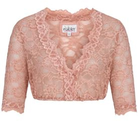 Nübler Dirndlbluse Damen - Kurzarm Trachtenbluse Damen mit Spitze und V-Ausschnitt im Landhaus Stil - Moderne bayrische Tracht, Dirndl Bluse Laura Rose
