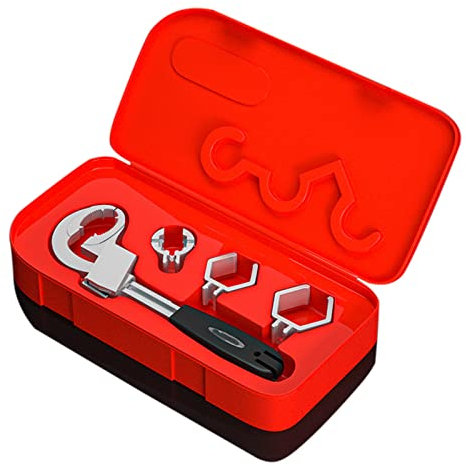 Multifunctional Faucet Wrench, Sink Wrench Bathroom Wrench Pipe Wrench Set, Universal Adjustable Wrench Set Wide Opening Spanner with Replacement Heads, Repair Tool for Toilet Bathroom Kitchen