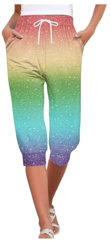 SKTIISN Sport Hosen Damen Frühjahr Feste Damen Pumphose Jeans Leggings Radlerhose Damen Baumwolle Breiter Bund Shose Damen Sommer 7/8 Festival Leichte Sommerhose Damen Lang