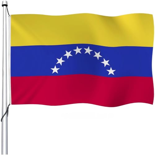 Aoihrraan Bandera Venezolana 150x250cm Doble Cara Bandera De La República De Venezuela Celebración Al Aire Libre Pancarta Patio Familiar Fiesta Bandera Decorada Con 7 Anillos Fuertes