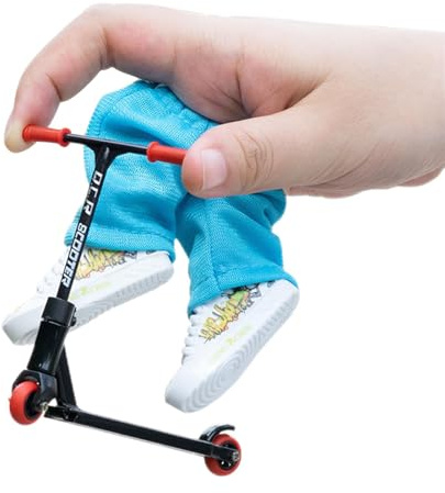 Finger Scooter Set mit Zubehör Werkzeug, Scooter für die Finger, Finger Zweirad Roller Scooter Finger Schuhe Fingerhose, Fingerspitzen Bewegung Spielzeug Fingerspielzeug Partygeschenke für Kinder
