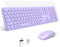 XTREMTEC Volle Größe Kabellose Tastatur und Maus,USB 2.4GHz Verbindung,Retro runde Schreibmaschine ultradünn,leise,niedliche Computer-Tastatur für Windows,Mac,Tablet(Flieder)-Deutsche Tastatur