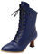 Stiefel Damen Vintage Viktorianische Stiefel Schnüren Schnürsenkel Steampunk Ankle Stiefel Mit Absatz Blau 37
