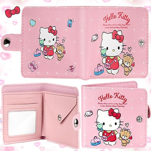 dcas Portefeuille Anime Cartoon PU Cuir, Chat Portefeuille à Deux Volets, Cartoon Portefeuille Pliant, Kawaii Filles Portefeuille pour Enfant Filles (4,3 x 3,74 Pouces)