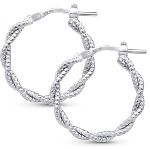 Amberta Italien 925 Sterling Silber gedrehte Creolen für Damen