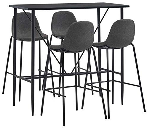 Sufrk 5-TLG. Bar-Set Stoff Dunkelgrau Bartisch Mit StüHlen Bar Tisch Bartisch-Set - 3051295