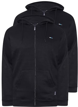 BadRhino Big & Tall 2 Pack Navy Zip Through Hoodies - Men's - Plus Size Curve