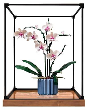 Vetrina in acrilico per modello Lego 10311 Orchidea, scatola antipolvere da 3 mm, compatibile con Lego 10311 (modello non incluso) (telaio in lega marrone)