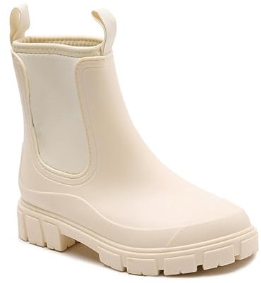 Harssidanzar Donna Stivali da pioggia corti Scarpe da giardino impermeabili Antiscivolo Caviglia Chelsea Boot per lavoro all'aperto HL216EU, Beige, Taglia 39