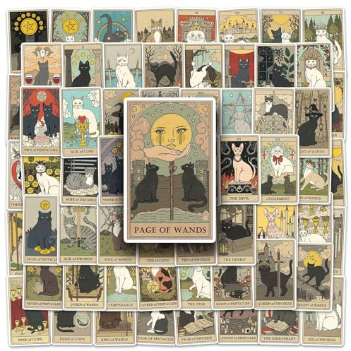 Dinghaole 78 Stück Tarot-Aufkleber,Vintage-Aufkleber,Laptop Stickers für Journaling Fotoalbum Scrapbooking Stickers Aufkleber,Bastelpapier Dekopapier Reise Scrapbooking,DIY Basteln Aesthetic Deko