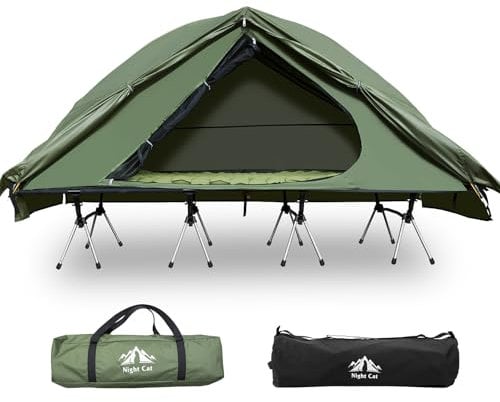 Night Cat Feldbett mit Zelt 1 Person: Feldbett Zelt Outdoor Reisebett für Camping Abenteuer und Schnellen Aufbau