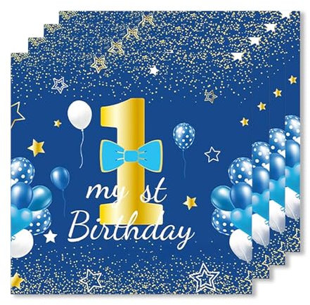 ParPix 20 Stück Blau Servietten 1. Geburtstag Deko, 33x33cm Papierservietten Geburtstagsdeko 1 Jahr Junge,Erster Geburtstag Deko Servietten,1 Geburtstags Junge Dekoe Papierservietten,1 Geburtstagsdeko