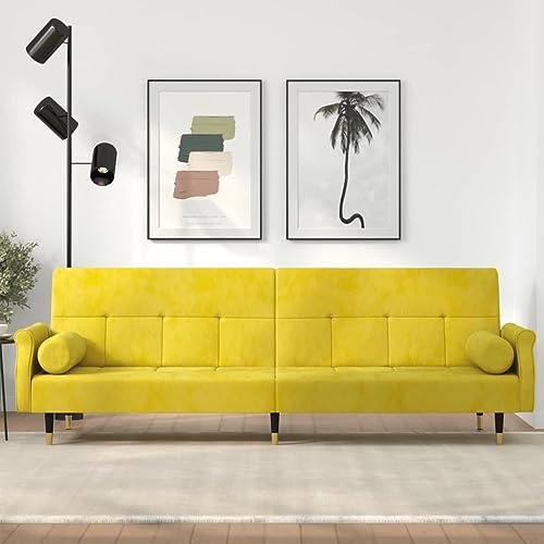 ChicAbode Schlafsofa Sofabett Gästesofa Schlafcouch Schlafsofa Bettsofa mit Kissen Gelb Samt