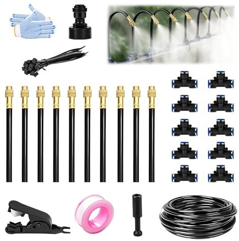 Kit de systèmes d'arrosage de jardin, système de brumisation automatique à 360° pour plantes d'extérieur et d'intérieur, buse flexible réglable en cuivre