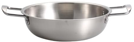 Sartenes de wok plateadas estables con doble asa para paellas con asa para un fácil transporte y distribución uniforme del calor
