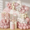 Arche de ballons rose poudré avec perles – Guirlande de ballons bohème à double rembourrage rose poudré blanc nacré neutre pour mariage, fiançailles, fête prénatale, fête prénuptiale, fête