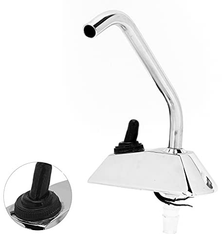 Kavolet Tap de Grifo de Bomba de Agua Eléctrica de 12V con Interruptor, Manguera de ID de 10 Mm, Aleación de Zinc y Acero Inoxidable, DC12V, para Bote, Galera, Caravana, Autocaravana,