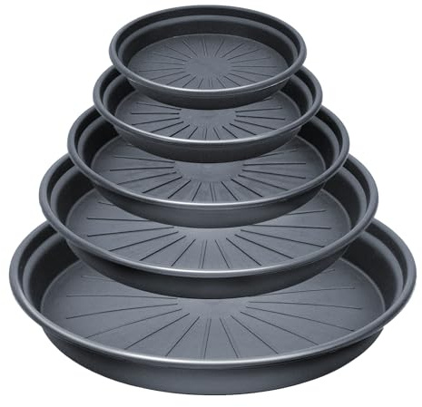 Bamworld Lot de 5 Soucoupes 10/8/7/6/5 Pouces, Soucoupes Rondes pour Pots de Fleurs, Plateau de Protection pour Plantes d'Intérieur, d'Extérieur et Jardin