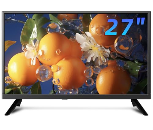 ZOSHING TV 27 inch,Small full view 1080P Television with Freeview HD-Dual power DC-12v and AC in-HDMI/AV Audio USB Media Player,Suitable for Bedrooms and Caravans
