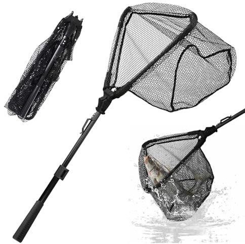 Épuisette de Pêche Pliable, Extensible de 70 à 90 cm, pour Étang Ruisseaux