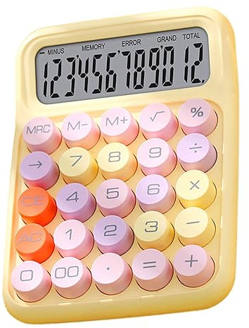 BRRNOO Mechanischer Taschenrechner, Taschenrechner, Tischrechner, Elektronischer Tischrechner, Bunter, Mechanische Tastatur, für Zuhause, Schule, Büro (Zitronengelb)