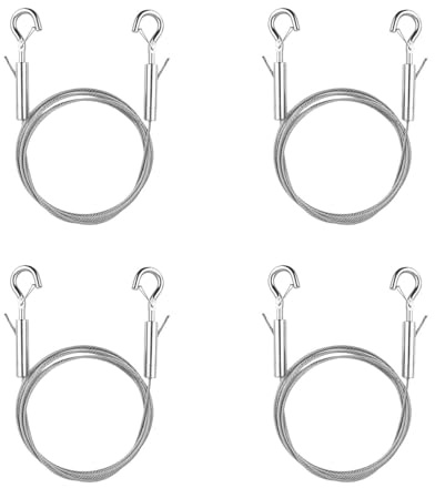 4Pcs Picture Hanging Wires Heavy Duty, Stainless Steel Picture Wire with Hook and Loop, Adjustable 2 m*1.5 mm Mirror Hanging Kit, for Pictures, Mirror, Light Lamp, Photo Frame & Art