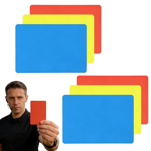 6 Stück Teiliges Schiedsrichter-kartenset aus Dickem PVC mit Roten Gelben und Blauen Karten Leichte Handhabung Wetterfest für Fußball Basketballspiele Geeignet für Profi