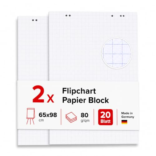 Conipa blädderblock rutat, 2 block à 20 ark, 65 × 98 cm, vit