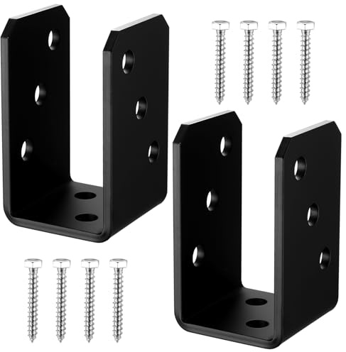 ANBEEISS 2 Stück U-Pfostenträger, zum Aufschrauben, 50 x 60 x 102 mm | U Winkel Pfostenanker, Aufschraubhülse, Pfostenverbinder, zum Einbetonieren oder Verbindung verschiedener Elemente.