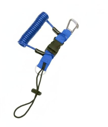 KiBcsLic Cordon Spiralé Anti-Perte Fil D'acier Inoxydable Longe de Plongée Extensible Multicolore Dragonne à Dégagement Rapide pour Plongeurs, Bleu, Métal