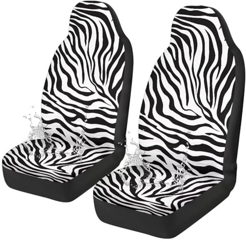 2 Stück Autositzbezüge Zebra-Muster Auto-Vordersitzkissen Dehnbar Sitzbezüge Atmungsaktiv Auto Vordersitzbezug Für SUV, LKW, Geländewagen, 52X138Cm