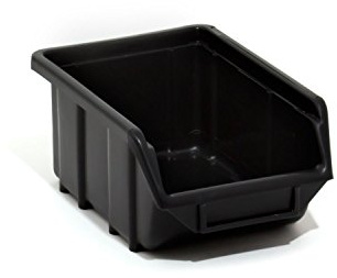 Patrol Group ECOMALCZAPG001 Stapelbox Sichtlagerkästen Kunststoff PP Lagerbox, schwarz, 110 x 165 x 75 mm, Größe 1