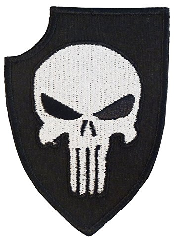 Blackout Punisher Shield US Navy Seals DEVGRU ACU Subdued Morale Embroideru Hook Patch (Black and White)