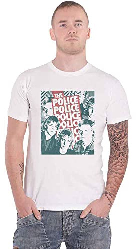 The Police White XX-Large Half-Tone Face Ringspun Cotton T-Shirt