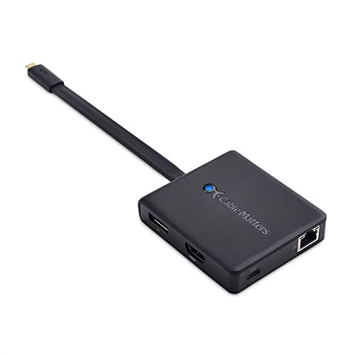 Cable Matters USB C Multiport Adapter (USB C Dock) w/HDMI/DP/VGA, USB 2.0, Fast Ethernet, 60W PD in Black - Compatible with MacBook Pro, Dell XPS, HP Spectre x360 & More