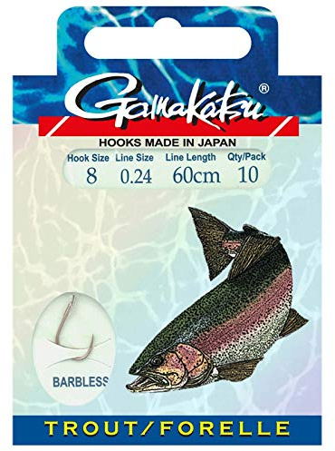 Gamakatsu Forellenhaken ohne Widerhaken 60 cm Hakengröße 4