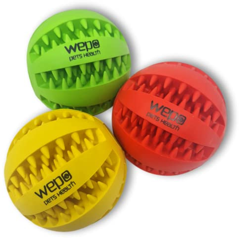 WEPO Zahnpflegeball Hund - 3 Farben Set Ø 7cm - Hundeball Noppen - Ball aus Naturkautschuk - Zahnpflege Hundespielzeug verbessert Zahnfleisch und Zähne