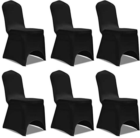 vidaXL 6X Stuhlhussen Stretch Schwarz Stuhlüberzug Stuhlbezug Hussen Hochzeit