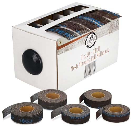 DCT Mesh Abrasive Paper 5-Piece Sand Paper Variety Pack with Dispenser – 180, 240, 320, 400, 600 Grit Mesh Sandpaper