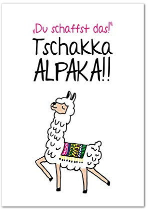 Poster, Wanddeko, Bild, Kunstdruck, Sprüche, Motivation, think positive, Alpaka, Glück, positives Denken, Lama Du schaffst das! Tschakka Alpaka! ungerahmt