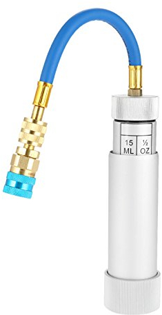 SURIEEN AC Oil Injector Kit with R134A Snap Quick Coupler R-134a R410a R22 R12 System, 2 OZ Refrigerant Hand Turn Screw-in Type 1/4 SAE Scale