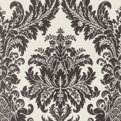 Casa Padrino Barock Textiltapete Weiß/Schwarz 10,05 x 0,53 m - Luxus Wohnzimmer Tapete