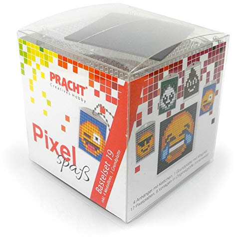 Pixel P90040-63501 Spaß Bastelset 19, zur Gestaltung von 4 Schlüsselanhängern für Kinder, kinderleichtes Stecksystem, ohne Bügeln und Kleben, Steinchen aus Biokunststoff