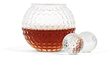 Gemsho Glass Refroidisseurs à whisky en forme de balle de golf, verre à whisky unique et sac de rangement pour stocker des pierres à whisky en verre pour refroidir la vodka, le whisky et le scotch